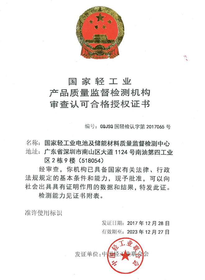 Light Industry License Certificate